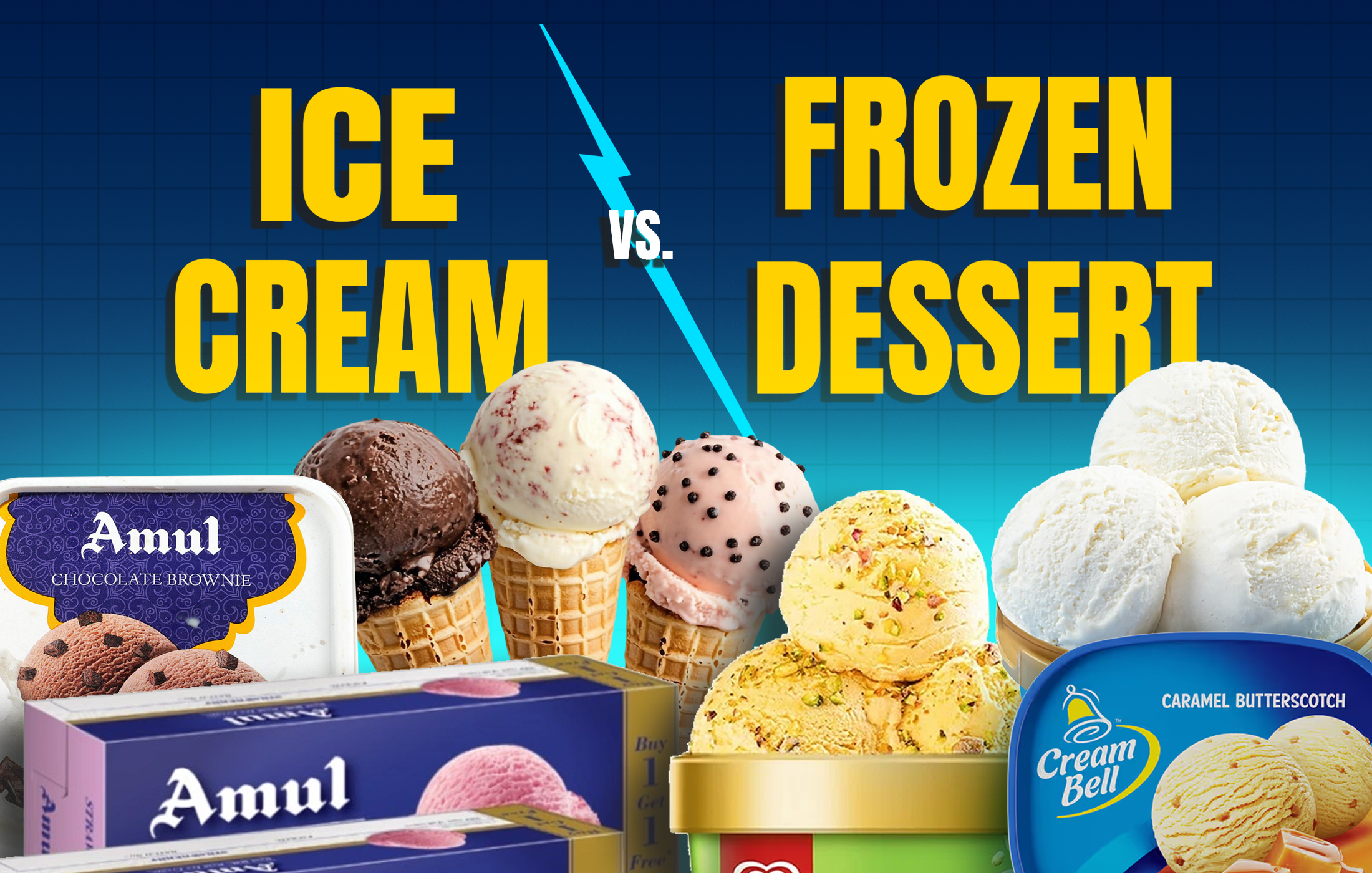 Thumbnail for a video comparing ice cream and frozen desserts.